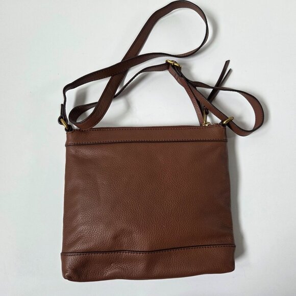 Fossil Purse Brown Red Gold Patchwork Leather Crossbody Bag Preppy Boho - Picture 7 of 7